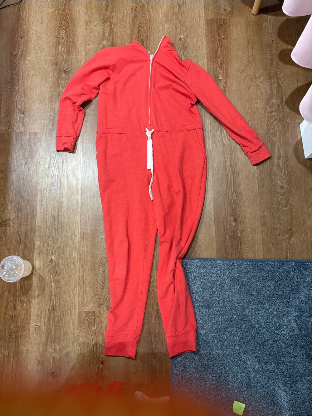 Smash + Tess Red Cozy Front-Zip Jumpsuit with Waist Tie